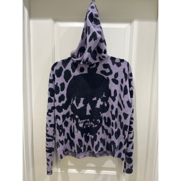 360 Cashmere Carson Hoodie Wisteria & Charcoal Skull Sz S - Picture 7 of 8